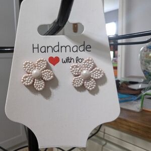 Handmade Pearl Flower Earrings